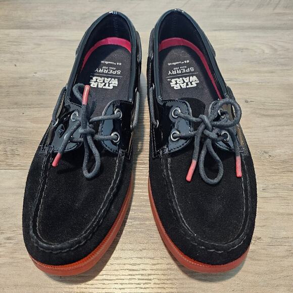 Sperry x Star Wars Flats Womens Size 7.5 Black A/O 2-Eye Darth Vader Leather Red - Picture 4 of 9